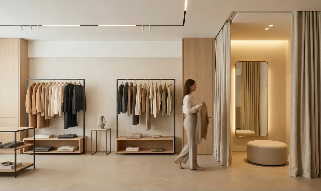 Tienda de ropa con cambiador