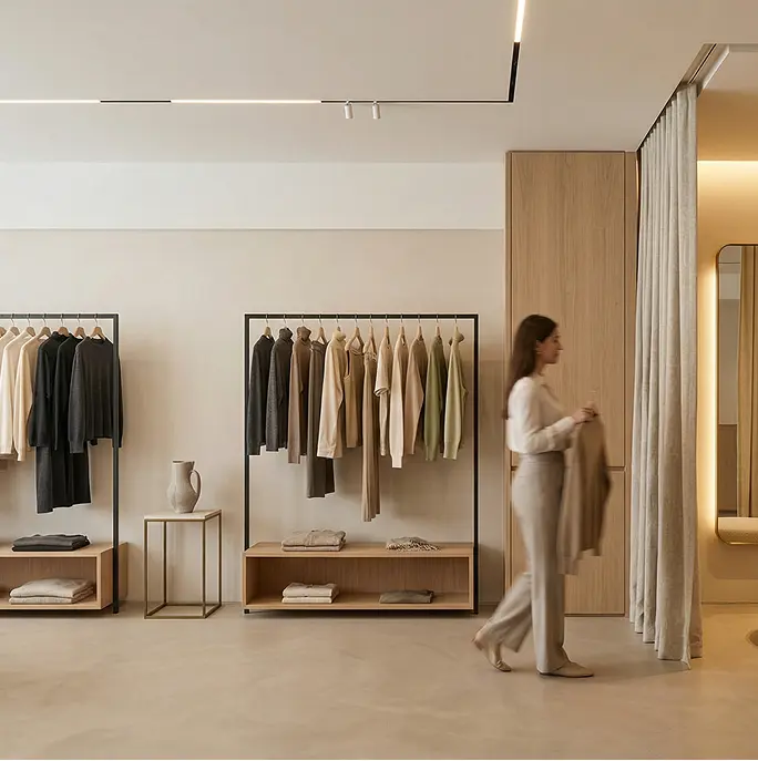 Tienda de ropa con cambiador