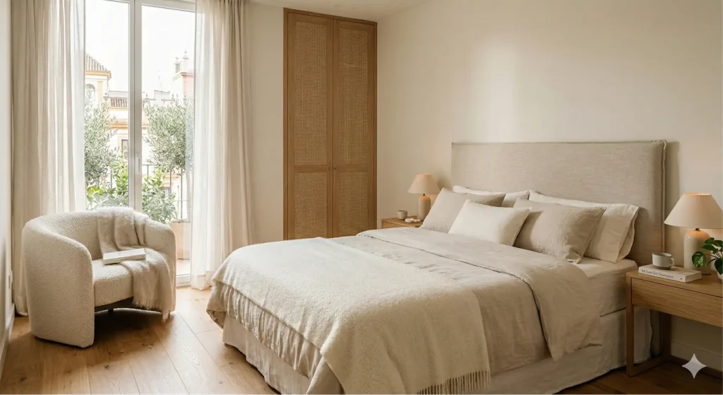 Habitación con, cama, sillón y ventana